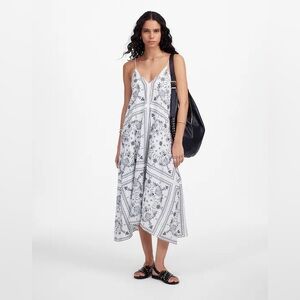 Madewell Embroidered Deep V-Neck‎ Midi Dress in Bandana Size: L, NWT